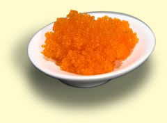 Photograph of flying fish roe Photograph of flying fish roe